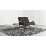 s-style möbel Loungesessel 84 x 81 x 89 cm Schwarz/Gold mit Metallfüßen