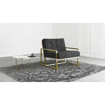 s-style möbel Loungesessel 84 x 81 x 89 cm Schwarz/Gold mit Metallfüßen