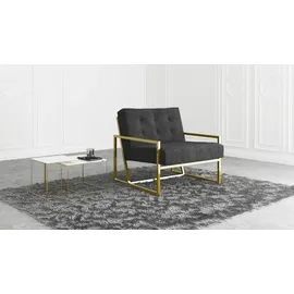 s-style möbel Loungesessel 84 x 81 x 89 cm Schwarz/Gold mit Metallfüßen