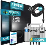 sunniva SUNNIVA® 1196W Balkonkraftwerk 800W komplett Steckdose, Ecoflow Stream 800W Wechselrichter, PV Solaranlage Komplettset, 2x 460W BIFAZIAL, FULL BLACK, Glas-Glas Solarmodule, inkl.5m Kabel, Bluetooth