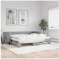LuxusKollektion Schlafsofa Sofabett 2in1 90 x 190 mit Bettkasten & Matratze Hellgrau grau