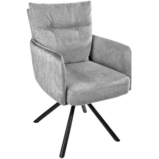Riess-Ambiente BIG GEORGE grau drehbar mit Armlehnen und Federkernpolsterung Esszimmerstuhl