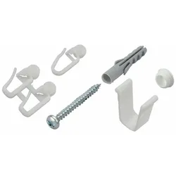 Sichtschutzbefestigungen Zubehör-Set LIEDECO "für 2-3-läufige Gardinenschienen" Gr. 1, weiß, 2 läufig, Kunststoff, Metall, Sichtschutzbefestigungen
