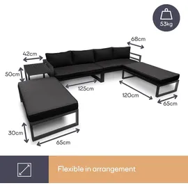 Perel Lounge-Set 8-Personen schwarz/grau