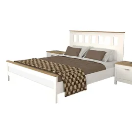 JV Möbel Doppelbett 160 x 200 cm Grau/Weiß