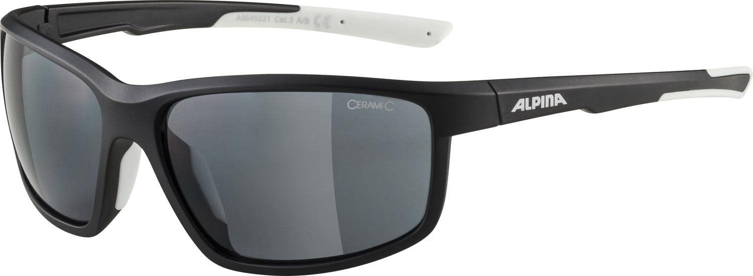 ALPINA DEFEY - Verzerrungsfreie und Bruchsichere Sport- & Fahrradbrille Mit 100% UV-Schutz Für Erwachsene, black matt-white, One Size