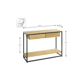 Haku-Möbel Eiche Konsolentisch 100 x 35 x 75 schwarz