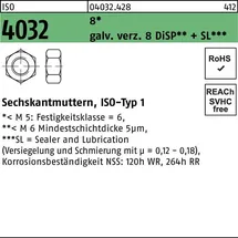 Bufab ISO 4032 Sechskantmutter 8 M 8 gal Zn 8 DiSP + SL gal ZnDi
