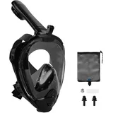 AOOSA Schnorchelmaske Erwachsene Vollgesichtsmaske, CO2 sicher Wasserdicht & Beschlagfrei Tauchmaske, Schnorchelset Alternative, Vollgesichtsmaske Schnorchelausrüstung Erwachsene, Schwarz-B (S-M)