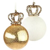 Brubaker Weihnachtskugel Set Queen - 2 Premium Baumkugeln aus Glas - Gold und Glitzer mit Kronen - 15 cm Christbaumschmuck Königin - Weihnachtsdeko Anhänger Baumdekoration