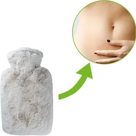 Hugo Frosch Wärmflasche Klassik Langhaar-Flauschbezug 1,8 Liter, taupe