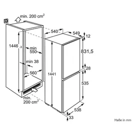 AEG NSC5S141ES Einbau-Kühlgefrierkombination (217 l, 1446 mm hoch)
