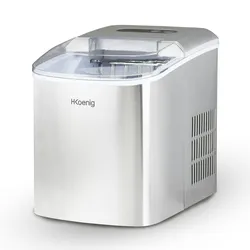 H.Koenig Eiswürfelmaschine ICEK12 - ca. 12 kg Eiswürfel pro Tag, Produktionszeit 10-13 min. - 2 Eiswürfelgrößen - Wasserstandsanzeige, 120 W