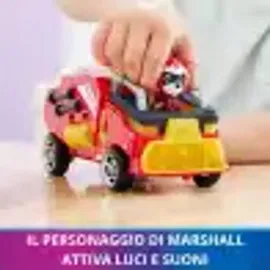 Paw Patrol Mighty Kinofilm Fahrzeug von Marshall mit Welpenfigur Rot/Gelb