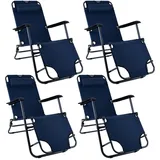 ETC Shop Klappstuhl Gartenstuhl mit Kopfkissen Hochlehner Sonnenliege Strandstuhl Campingstuhl Liegestuhl klappbar, Metall Textil blau schwarz,