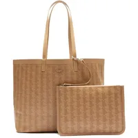 Lacoste Handtasche 'Zely Monogram Tote With Matching Pouch' Polyacryl Shopper Braun Damen