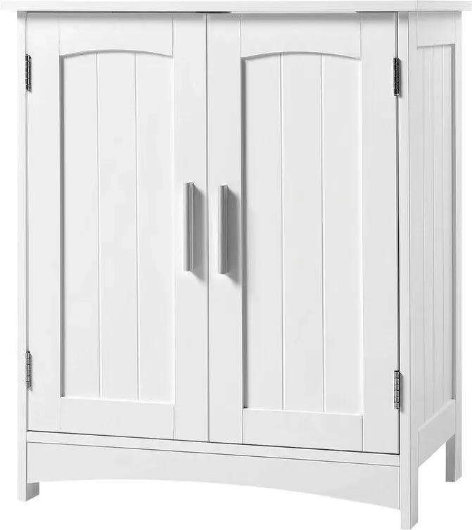 EUGAD Unterschrank für Badezimmer, moderner freistehender Stauraum mit 2 Türen, verstellbare Regale, 50x60x30 cm, Weiß