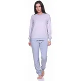 RELAX by Normann Normann Frottee Pyjama langarm Bündchen Streifen - 71521 in grau, | 52/54