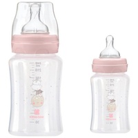 KIKKABOO Babyflasche PP 240 ml Silikonsauger Größe M, Anti-Kolik, ab 3 Monaten rosa