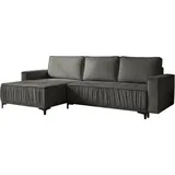 WFL GROUP Ecksofa Samt 4-Sitzer Grau