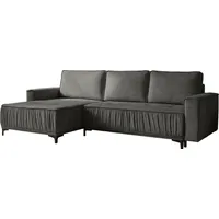 WFL GROUP Ecksofa Samt 4-Sitzer Grau