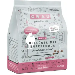 grau Kitten Geflügel + Superfoods Katzentrockenfutter 400 Gramm