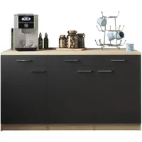 Respekta Küchenmöbel-Set 13 Merle 150 cm Schwarz