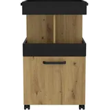 Forte HOME BAR Barschrank mit Rollen und 1 Tür, Holzwerkstoff, Artisan Eiche / Schwarzeiche, 50.2 x 88.5 x 41 cm