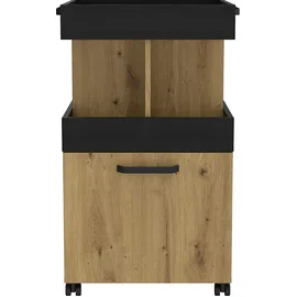 Forte HOME BAR Barschrank mit Rollen und 1 Tür, Holzwerkstoff, Artisan Eiche / Schwarzeiche, 50.2 x 88.5 x 41 cm