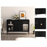 vidaXL Sideboard Schwarz 105x35x70 cm Stahl und Hartglas