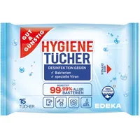 Gut&Günstig Desinfektionstücher 1-lagig weiß, 15 Tücher