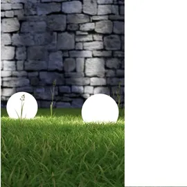 meineWunschleuchte Kleine Außen Kugelleuchte weiß mit Strom, Leuchtkugeln Wegbeleuchtung, 20cm