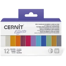 Cernit CEASS003C Set mit 12 Farben Ofenhärtende Polymer-Modelliermasse à 25g