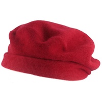 Kopka Strickmütze Steg-Baskenmütze aus reinem Cashmere rot