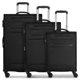 Worldpack Chicago 4 Rollen Kofferset 3-teilig mit Dehnfalte black