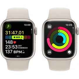 Apple Watch Series 9 GPS 41 mm Aluminiumgehäuse polarstern, Sportarmband polarstern M/L