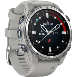 Garmin Descent Mk3 43 mm Edelstahl mit grauem Silikonarmband