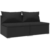 vidaXL 2-tlg Garten-Lounge-Set mit Kissen Poly Rattan Schwarz Modell 5