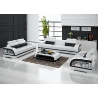 JVmoebel Sofa Luxuriöse weiße Sofagarnitur Leder Polstermöbel 3+2 Set Neu, Made in Europe weiß