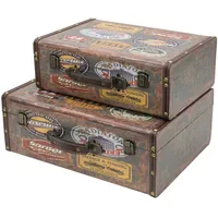 HMF VKO107 Vintage Koffer aus Holz, 2er Set