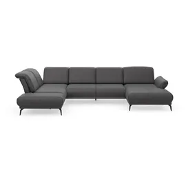 sit&more Wohnlandschaft SIT & MORE "Coco U-Form", grau, B:382cm H:88cm T:242cm, 100% Polyester, Sofas, Wohnlandschaft, Sitztiefen-, Arm- und Kopfteilverstellung, Cord-Bezug, Fußhöhe 15 cm