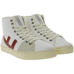 FLAMINGOS LIFE El Camino High-Top Sneaker faire- und nachhaltige Alltags-Schuhe aus Canvas Made in Spain Weiß/Rot - 36