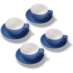 Terra Home Tasse Terra Home 4er Milchkaffeetassen-Set, Blau glossy, Porzellan blau