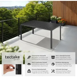 Tectake Gartentisch 150 x 90 x 74,5 cm Schwarz