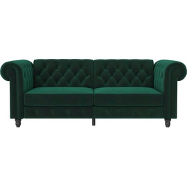 Dorel Home 3-Sitzer »Felix, Schlafsofa 236 cm, (Liegefläche 108x190cm), Rückenlehne«, 3-fach verstellbar, Velours, Kunstleder, Luxus-Microfaser Vintage grün