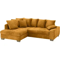Ecksofa MR. COUCH "Nikita II, L-Form", gelb, B:243cm H:88cm T:190cm, Dolce (100% Polyester), Sofas, Wahlweise mit Kaltschaum, EasyBett, Bettkasten