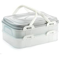 Centi Kuchentransportbox Party Container Kuchenbehälter Lebensmittel Transportbox XL, Kunststoff, (2-tlg), mit 2 Etagen und klappbaren Griffen, Farbe:Grau grau