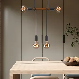 GLOBO Hängeleuchte 4-flg. 39 cm Holz Metall schwarz braun