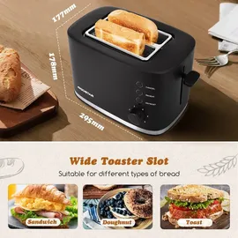 Aigostar - Toaster 2 Scheiben, extra breite Toastschlitze, 6 Bräunungsstufen,800W
