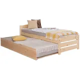 Ticaa Bettgestell Stauraumbett Seniorenbett „Loni“, Funktionsbett braun
